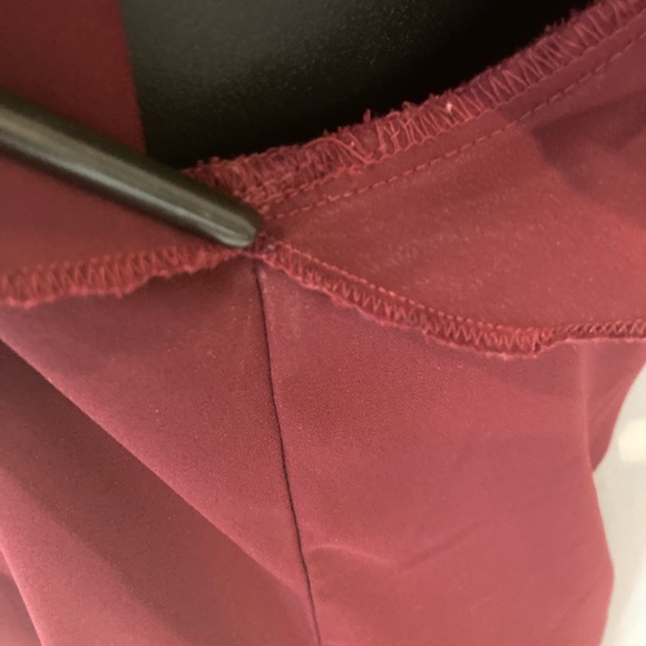 Burgundy flutter sleeve blouse with lace detail - Picture 16 of 16